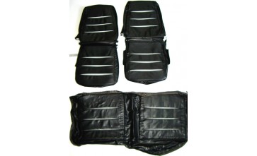 Legendary Auto Interiors - 1968 Dodge Charger Bucket & Rear Seat Cover - Black with Silver Pleats