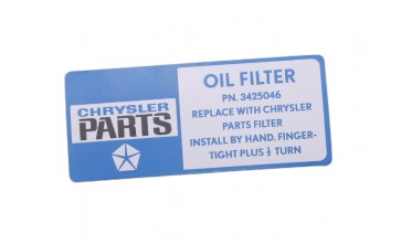 Valiant Z9 Oil Filter Decal / Sticker 
