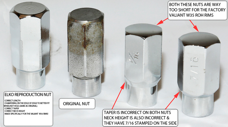 Restoration W35 ROH RIM Valiant Charger Mag Wheel Nuts *CORRECT LENGTH ...